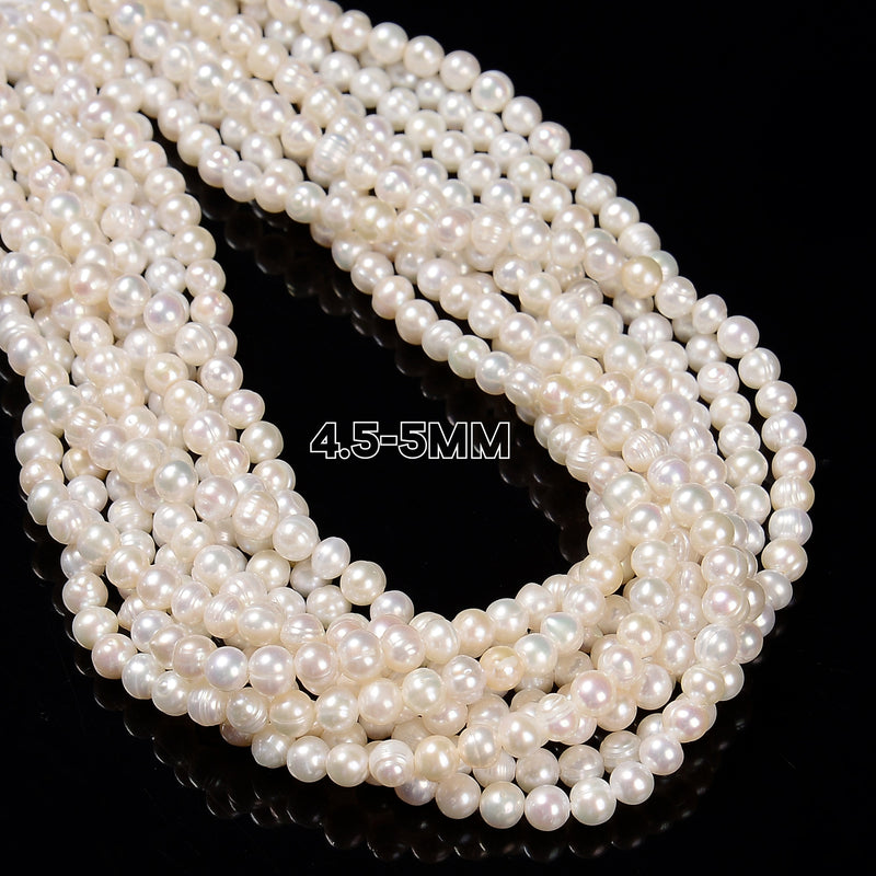 White Fresh Water Pearl Off Round Beads Size 3-3.5mm 4.5-5mm 14.5'' Strand