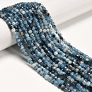 Natural Dark Blue Aquamarine Faceted Cube Beads Size 4-5mm 15.5" Strand