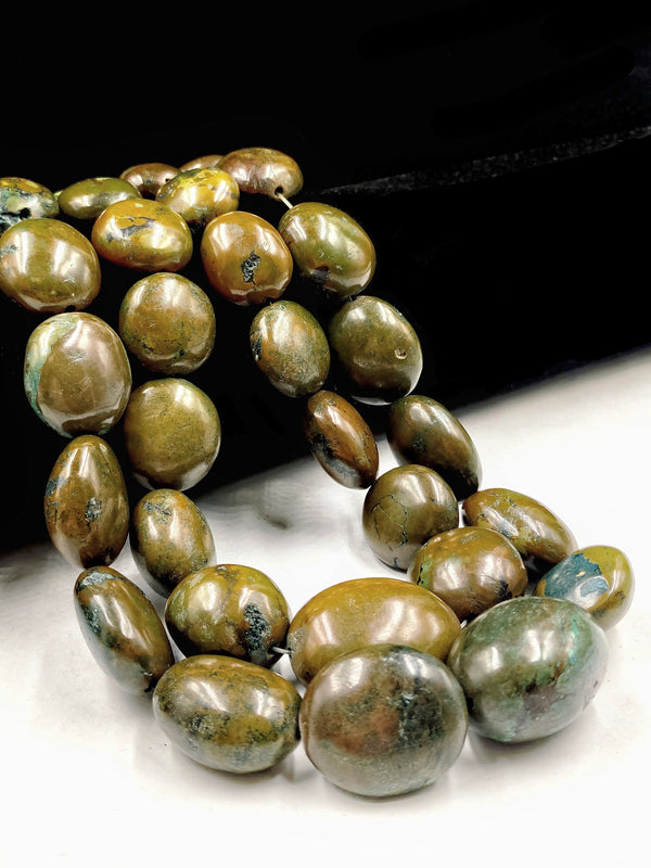 Natural Turquoise Graduated Polished Oval Brown Green Beads 12-28mm 15.5" Strand