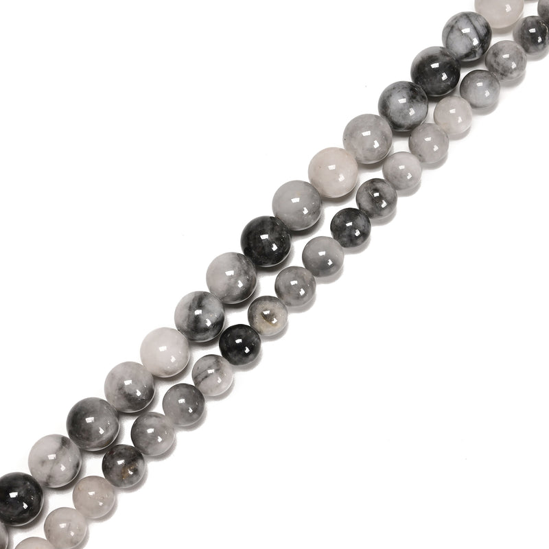 Natural Chinese Cloudy Gray Quartz Smooth Round Beads Size 8mm 10mm 15.5" Strand