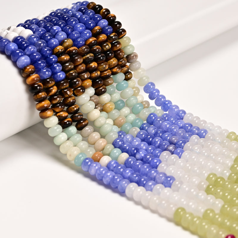 08 Gradient Multi-color Gemstone Smooth Rondelle Beads Size 4x6mm 15.5" Strand