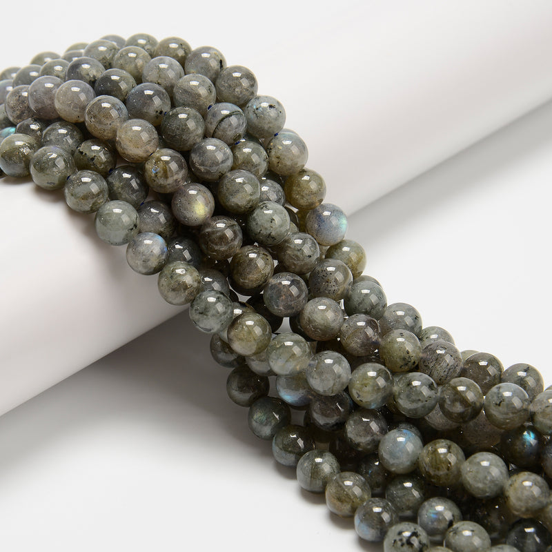 Dark Gray Labradorite Smooth Round Beads Size 6mm 8mm 15.5'' Strand