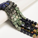 04 Gradient Multi-color Gemstone Smooth Cube Shape Beads Size 8-9mm 15.5" Strand