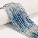 Natural Gradient Aquamarine Faceted Round Beads Size 3mm 4mm 15.5'' Strand