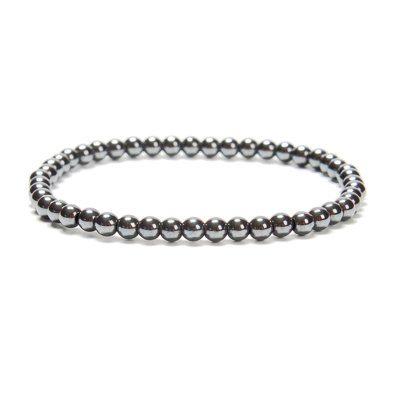 Gray Hematite Smooth Round Beaded Bracelet 4mm 7.5'' Length 3 PCS Per Set