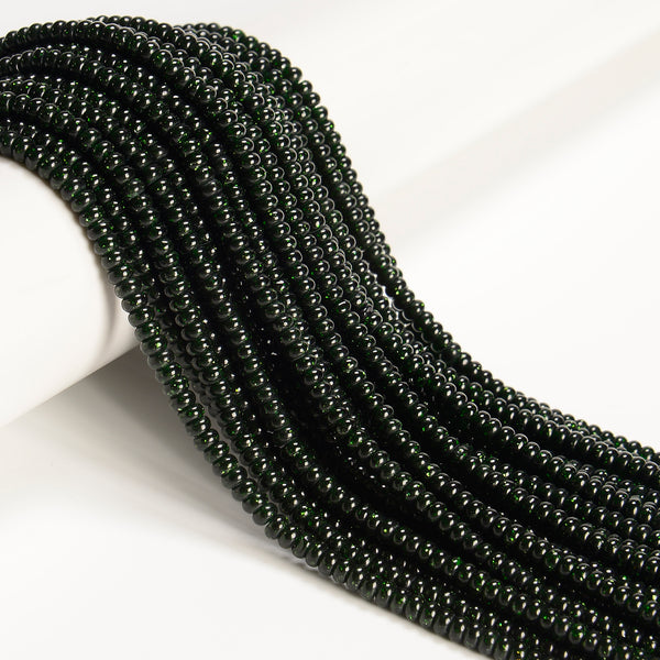 Green Sand Goldstone Smooth Rondelle Beads Size 2x4mm 15'' Strand