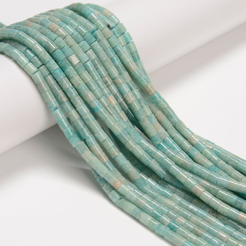 Natural Green Amazonite Cylinder Tube Beads Size 4x4mm 15.5" Strand