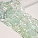 Cloudy Light Green Quartz Faceted Twist Freeform Slice Beads 30x40mm 15.5'' Strd