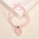 Rose Quartz Round Heart Perfume Bottle Adjustable Bracelet Size 6mm 7.5'' Length