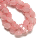 Grade A Rose Quartz Faceted Nugget Chunk Beads Size 18x25mm 25x30mm 15.5" Strand