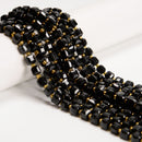 Natural Black Tourmaline Faceted Rubik's Cube Beads Size 6-7mm 15.5'' Strand