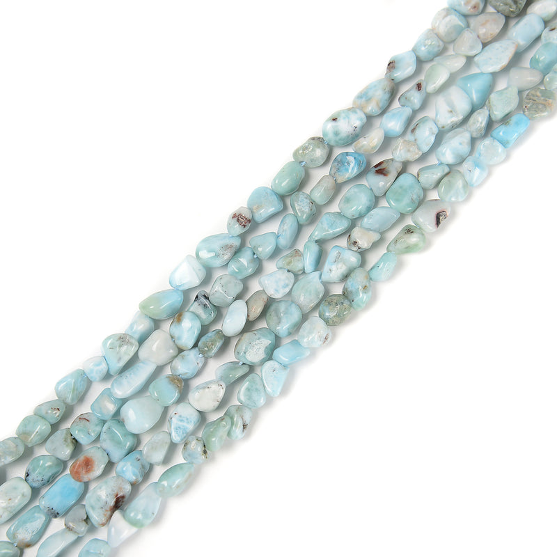 High Grade Larimar Pebble Nugget Beads Size 5-8mm x 8-10mm 15.5'' Strand