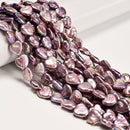 Natural Purple Fresh Water Pearl Flat Heart Shape Beads Size 12-13mm 15.5" Strd