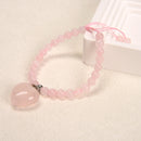 Rose Quartz Round Heart Perfume Bottle Adjustable Bracelet Size 6mm 7.5'' Length