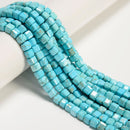 Blue Turquoise Faceted Cube Beads Size 6mm 15.5" Strand