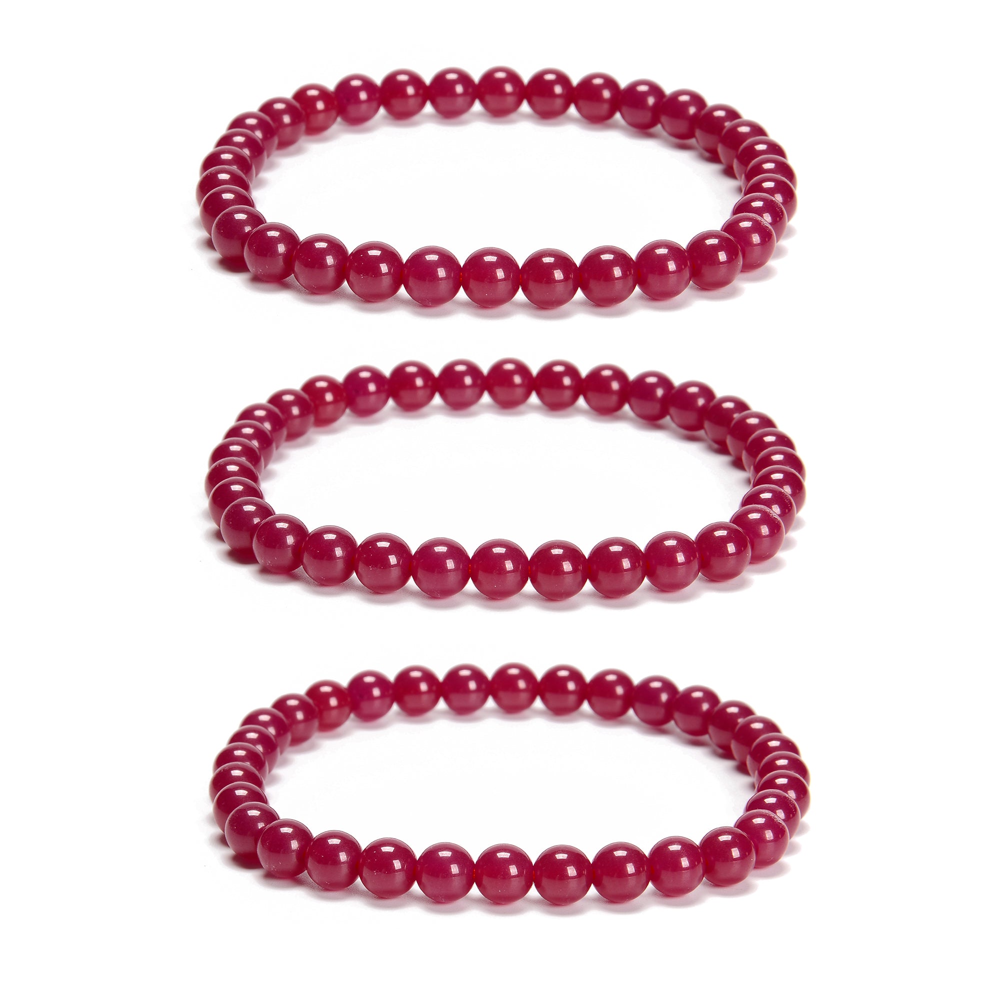 Natural Ruby Smooth Round Beaded Bracelet Size 6mm 7.5'' Length 3