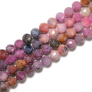 Gradient Natural Ruby Faceted Round Beads Size 5mm 7.5mm 15.5'' Strand