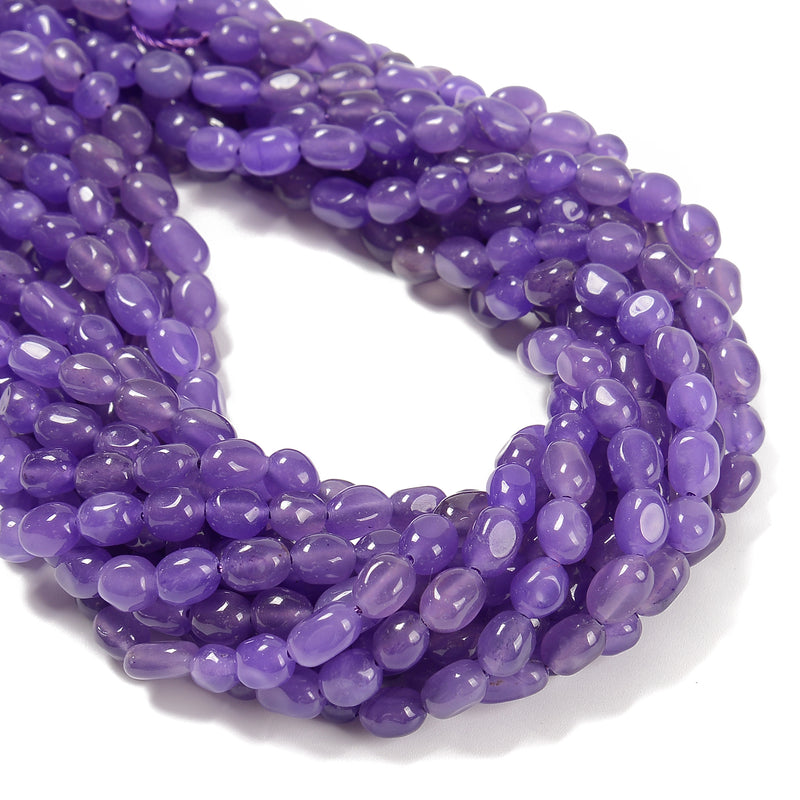 Purple Dyed Jade Pebble Nugget Beads Size 6mm x 8-9mm 15.5'' Strand