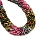 Natural Gradient Multicolor Tourmaline Faceted Round Beads Size 3mm 15.5" Strand