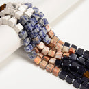 02 Gradient Multi-color Gemstone Smooth Cube Shape Beads Size 8-9mm 15.5" Strand