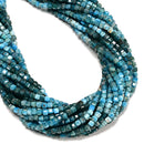 Natural Gradient Blue Apatite Faceted Cube Beads Size 4mm 15.5" Strand