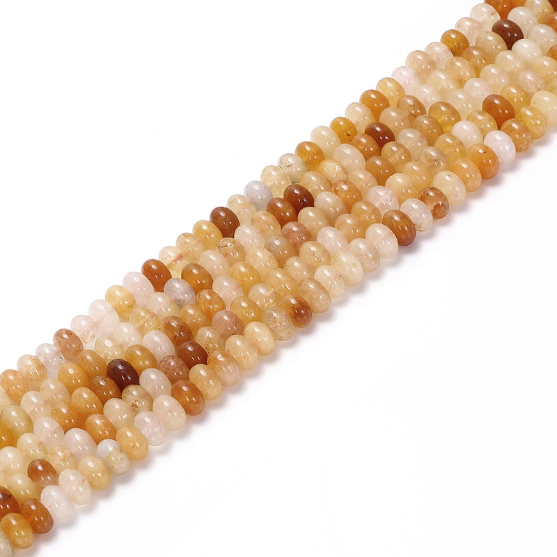 Natural Yellow Jade Smooth Rondelle Beads Size 5x8mm 15.5'' Strand