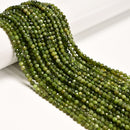 Natural Green Jade Faceted Round Beads Size 2mm 3mm 4mm 15.5'' Strand