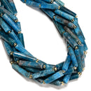 Natural Blue Apatite Faceted Rectangle Irregular Tube Beads 6-7x18-30mm 15.5" L