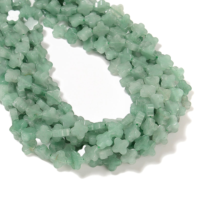 Natural Green Aventurine Four Leaf Clover Shape Beads Size 8mm 15.5'' Strand