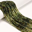 Grade A Natural Gradient Green Tourmaline Faceted Round Beads 3mm 15.5" Strand