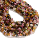 Natural Watermelon Tourmaline Faceted Rondelle Beads Size 4x6mm 15.5'' Strand