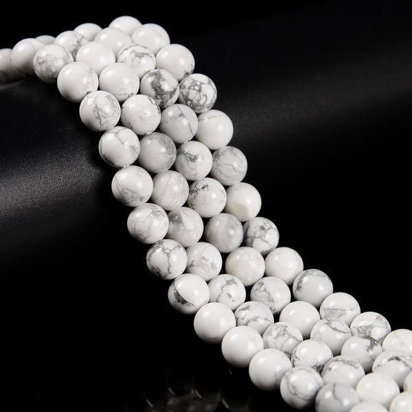 White Howlite Smooth Round Beads 4mm 6mm 8mm 10mm 12mm 15.5" Strand