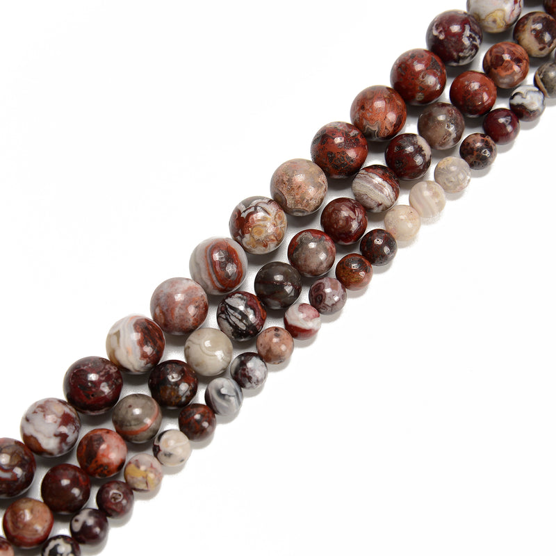 Natural Mexican Crazy Lace Agate Smooth Round Beads 6mm 8mm 10mm 15.5'' Strand