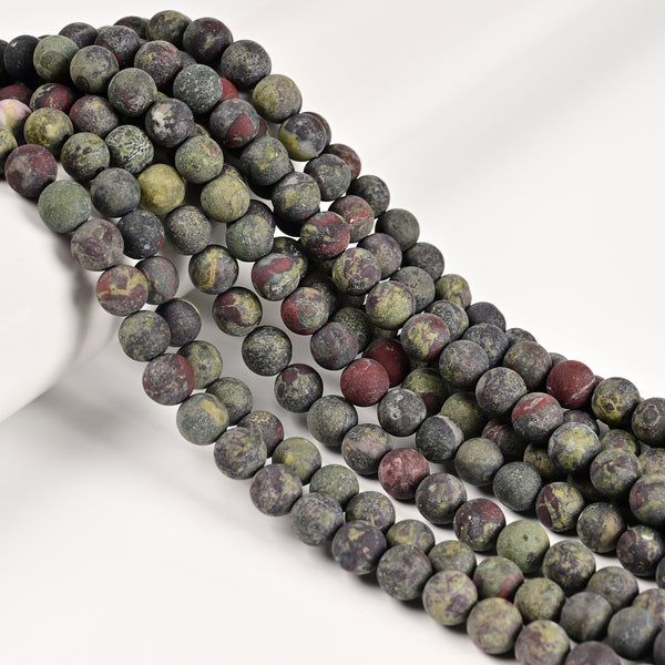Natural Dragon Bloodstone Jasper Matte Round Beads 6mm 8mm 10mm 12mm 15.5'' Strd