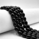 Natural Black Onyx Smooth Rice Barrel Shape Beads Size 8x10mm 15.5" Strand