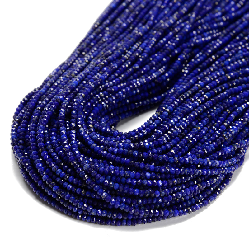 Natural Lapis Faceted Rondelle Beads Size 1.5x2mm 15.5'' Strand