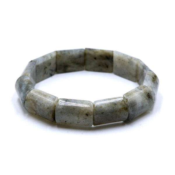 Labradorite Double Drill Elastic Bracelet Bead Size 13x18mm 7.5'' Length