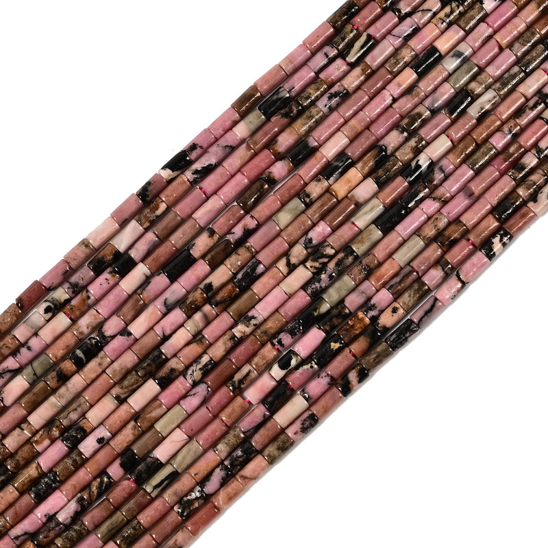 03 Mixed Gemstone Cylinder Tube Shape Beads Size 2x4mm 15'' Strand