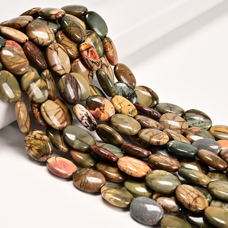 Natural Red Creek Jasper Smooth Oval Beads Size 12x16mm 13x18mm 15.5'' Strand