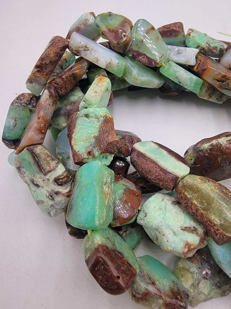 Natural Chrysoprase Freeform Slab Slice Beads Sizes 18x22mm, 22x28mm, 25x30mm, 30x40mm 15.5" Strand