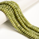 Natural Green Jade Smooth Rondelle Beads Size 5x8mm 15.5" Strand