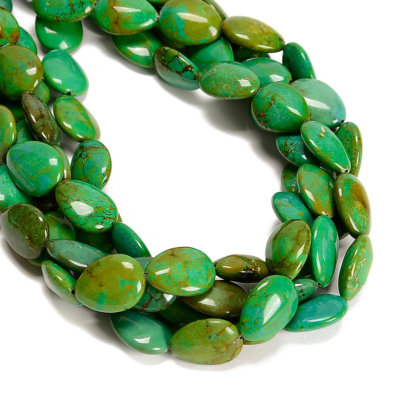 Green Turquoise Smooth Puffy Teardrop Beads Size 15x20mm 15.5'' Strand