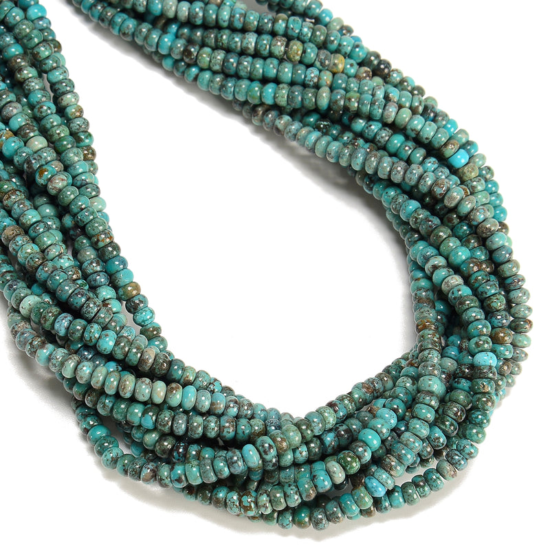 Natural Multi Blue Turquoise Smooth Rondelle Beads Size 2x4mm 15.5" Strand