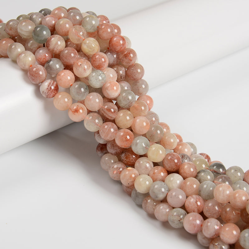 Natural Arusha Sunstone Smooth Round Beads Size 6mm 8mm 10mm 15.5'' Strand