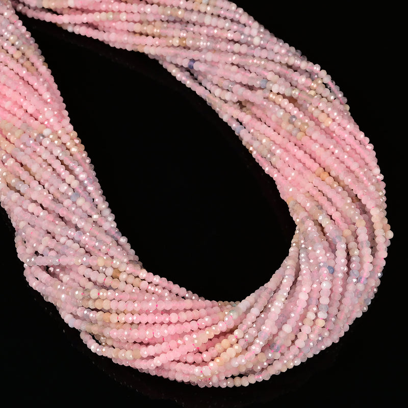 Gradient Natural Morganite Faceted Rondelle Beads Size 2x3mm 15.5'' Strand