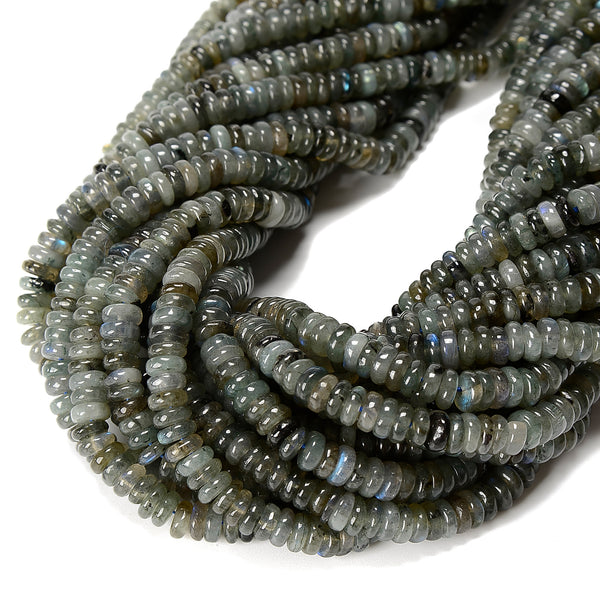 Natural Dark Gray Labradorite Smooth Rondelle Beads Size 2x6mm 15.5'' Strand