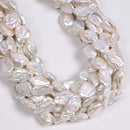 Natural White Fresh Water Pearl Flat Nugget Beads Size 12-13x18-20mm 15" Strand