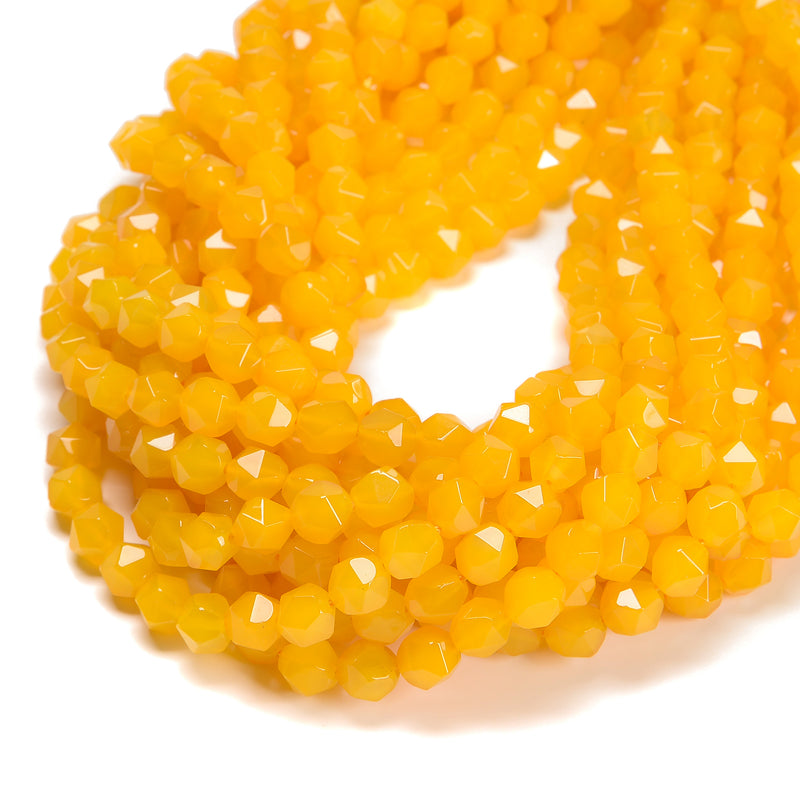 Yellow Agate Star Cut Beads Size 8mm 15.5'' Strand