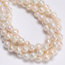 White Fresh Water Pearl Baroque Drop Shape Beads Size 10-11x11-12mm 15.5''Strand