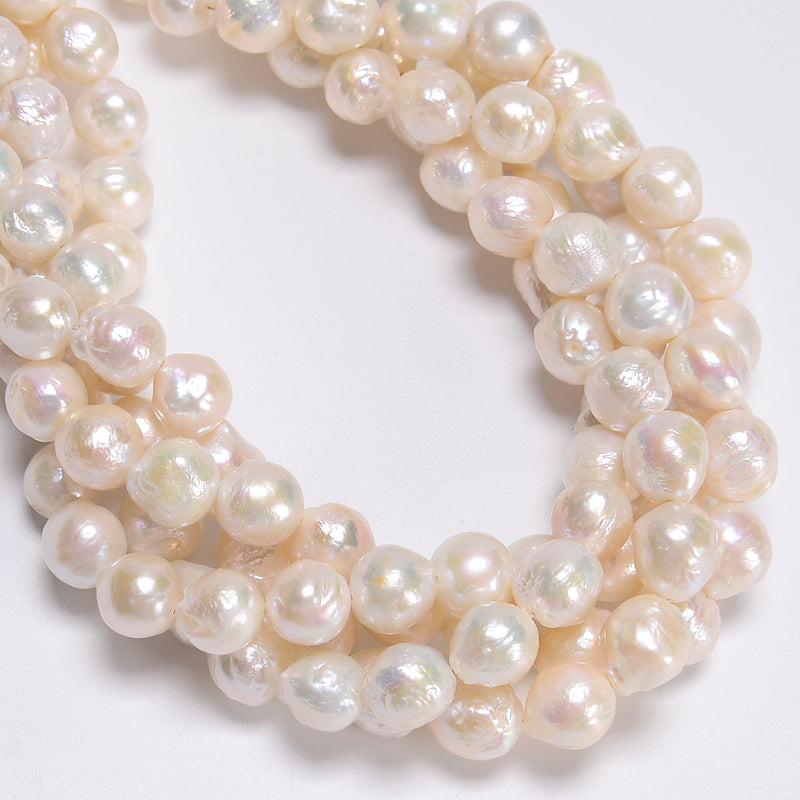 White Fresh Water Pearl Baroque Drop Shape Beads Size 10-11x11-12mm 15.5''Strand